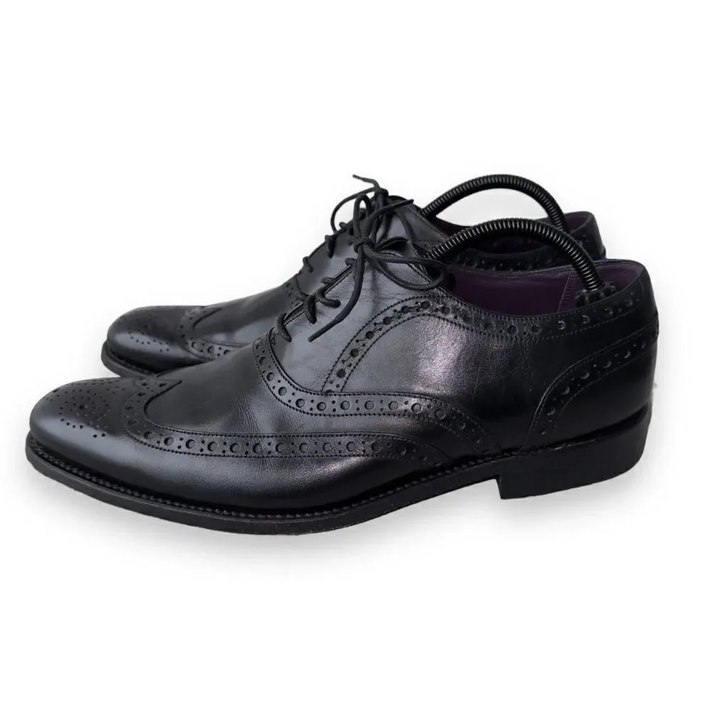Charles Tyrwhitt Derby‎ Brogue Wingtip Shoes Black Leather Men's 9.5